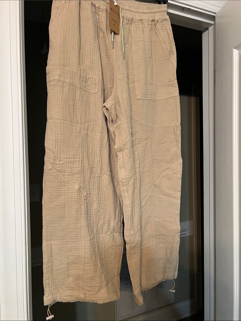 Lightweight Beige Drawstring Joggers - Women